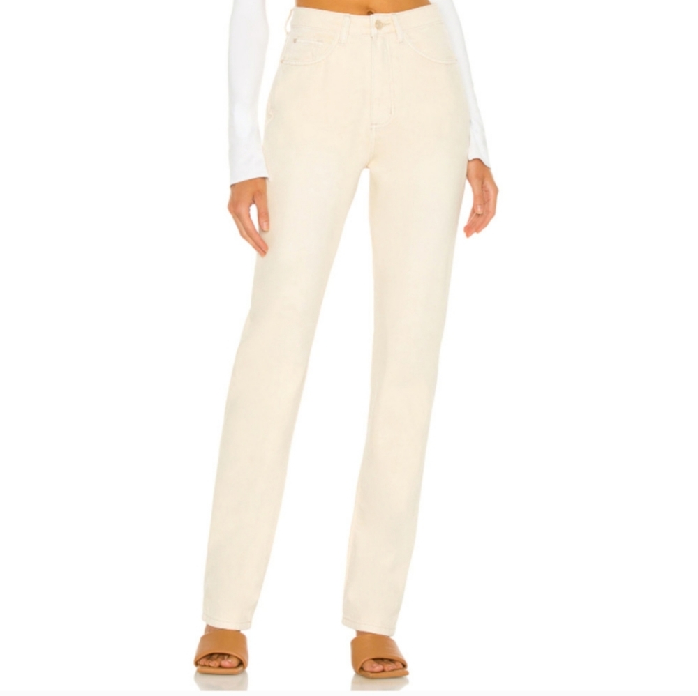 WeWoreWhat, The Icon Jean 26 Straight Leg High Waist Denim Womens Cream N… - Picture 2 of 6